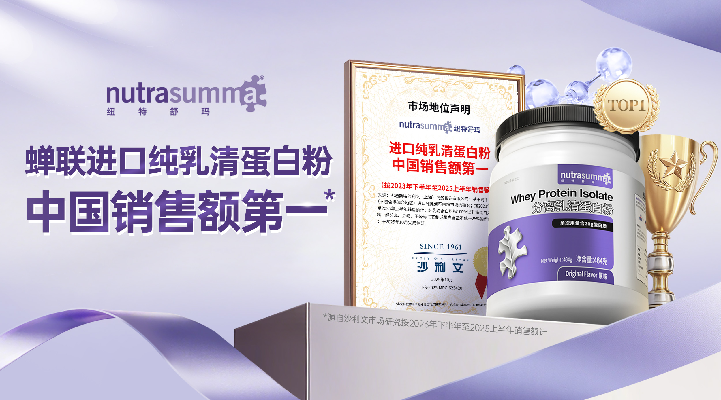 持续领跑！百洋医药纽特舒玛品牌蝉联进口纯乳清蛋白粉中国销售额第一